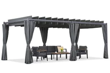 Anthrazit Malaga 3x6m Terrassenpergola mit Garden Point Gardinen