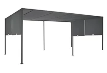 Anthrazit Sevilla 3x6m Terrassenpergola mit Garden Point Vorhängen