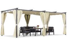 Beige Terrassenpergola mit Gardinen La Palma 3x6 Garden Point