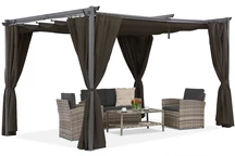 Braune La Palma 3x4m Pergola mit Garden Point Vorhängen