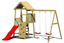 Kinderturm aus Holz mit Rutsche und 2 Schaukeln Julie III