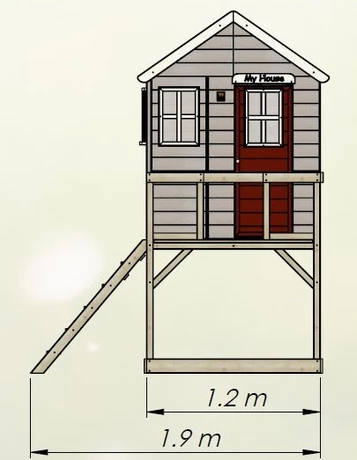 Wymiary produktu Drewniany domek dla dzieci na platformie do ogrodu Antek - 120x160x242