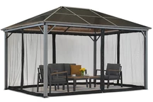 Gartenpavillon Milos 3x4m mit Moskitonetz Garden Point grau