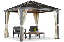 Milos 3x3m Gartenpavillon mit cremefarbenen Vorhängen Garden Point