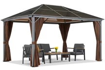 Milos 3x4m Gartenpavillon mit braunen Vorhängen Garden Point