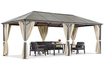 Milos 3x6m Gartenpavillon mit cremefarbenen Vorhängen Garden Point