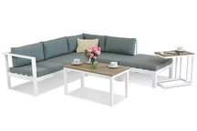Moderne Aluminium Eckbank Liverpool Garden Point weiß