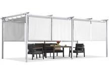 Weiße La Palma 3x6m Terrassenpergola mit Garden Point Rollläden