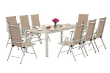 Aluminium Gartenmöbel mit großem Polywood Verona Tisch für 8 Personen Garden Point beige