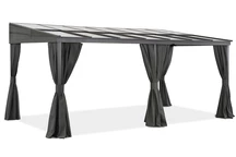 Aluminium-Terrassenüberdachung 3 x 5 m Tarragona mit Garden Point Gardinen anthrazit