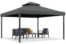 Anthrazitfarbener Gartenpavillon Valencia 4x4 m Garden Point