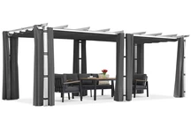 Barbados Terrassenpergola 3x6 m mit Garden Point Gardinen weiß und anthrazit