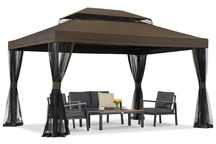 Brauner Gartenpavillon mit Moskitonetz Valencia 3x4 m Garden Point