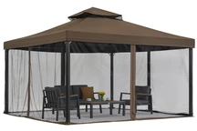Brauner Gartenpavillon mit Moskitonetz Valencia 4x4m Garden Point