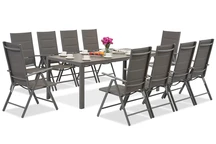 Garden Point graue Aluminium Gartenmöbel mit großem Polywood Verona Tisch für 10 Personen