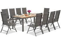 Garden Point graue Aluminium Gartenmöbel mit großem Verona Wood Tisch für 10 Personen