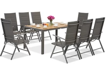 Garden Point graue Aluminium Gartenmöbel mit großem Verona Wood Tisch für 8 Personen