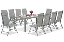 Garden Point hellgraue Aluminium Gartenmöbel mit großem Polywood Verona Tisch für 10 Personen