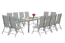 Garden Point hellgraue Aluminium Gartenmöbel mit großem Polywood Verona Tisch für 12 Personen