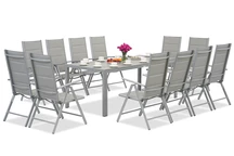 Garden Point hellgraue Aluminium Gartenmöbel mit großem Polywood Verona Tisch für 12 Personen