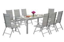 Garden Point hellgraue Aluminium Gartenmöbel mit großem Polywood Verona Tisch für 8 Personen