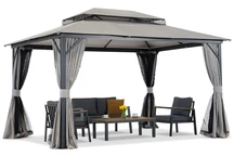 Gartenpavillon mit Moskitonetz und Vorhängen Murcia 3x4 anthrazit Garden Point
