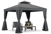 Gartenpavillon mit Moskitonetz und Vorhängen Valencia 3x3 anthrazit Garden Point