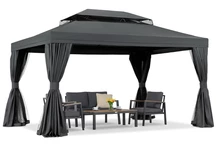 Gartenpavillon mit Moskitonetz und Vorhängen Valencia 3x4 anthrazit Garden Point
