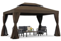 Gartenpavillon mit Moskitonetz und Vorhängen Valencia 3x4 braun Garden Point