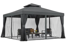 Gartenpavillon mit Moskitonetz und Vorhängen Valencia 4x4m anthrazit Garden Point