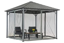 Itaka 3x3 Gartenpavillon mit Moskitonetz anthrazit Garden Point