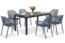 King/Aria anthrazitblau Gartenmöbelset für 6 Personen Bica