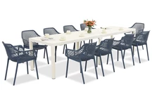 King Double/Aria Gartenmöbelset weiß und blau für 10 Personen Bica
