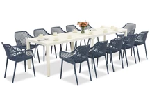 King Double/Aria Gartenmöbelset weiß und blau für 12 Personen Bica