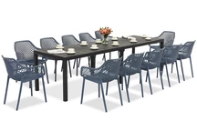 King Double/Aria anthrazitblau Gartenmöbelset für 12 Personen Bica