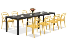 King Double/Vague anthrazit orange Gartenmöbelset für 8 Personen Bica