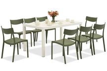 King/Provence Gartenmöbelset weiß und grün für 8 Personen Bica