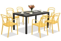 King/Vague anthrazit-orange Gartenmöbel-Set für 6 Personen Bica