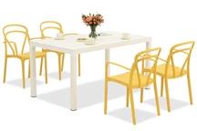 King/Vague weiß und orange Gartenmöbelset für 4 Personen Bica