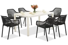 King/Aria weiß und anthrazit Gartenmöbel-Set für 6 Personen Bica