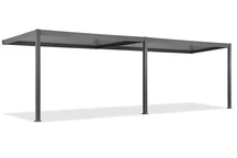 Lagos 3x6 wandmontierte Terrassenpergola mit 3m Garden Point anthrazitfarbenen Seitenrollläden