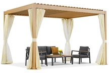 Lagos Premium 3x4 Garden Point holzähnliche freistehende Terrassenpergola - weiß