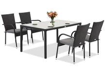 Milan 4 Garden Point Technorattan-Set schwarz