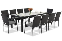 Milan technorattan Gartenmöbel für 10 Personen mit großem Garden Point Tisch schwarz