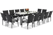 Milan technorattan Gartenmöbel für 14 Personen mit großem Garden Point Tisch schwarz