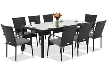 Milan technorattan Gartenmöbel für 8 Personen mit großem Garden Point Tisch schwarz