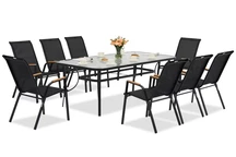 Modena/Bitonto Metallgartenmöbel für 8 Personen mit großem Garden Point Tisch schwarz