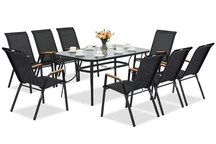 Modena/Bitonto schwarzes Metall-Gartenmöbel-Set für 8 Personen Garden Point