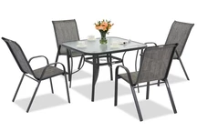 Modena Metall-Gartenmöbel für 4 mit Garden Point quadratischem Tisch grau