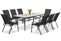 Modena Metall Gartenmöbel für 8 Personen mit großem Tisch Garden Point schwarz